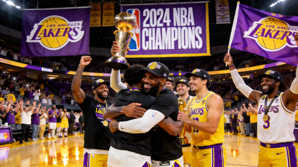 NBA总决赛湖人队球员庆祝夺冠